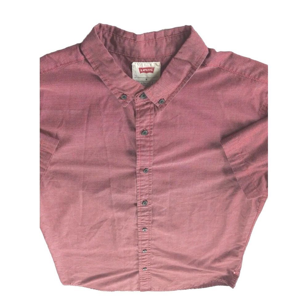 Levi's Men's Short Sleeve Button Up Shirt‎ Medium Color Atrocite Red Polyester